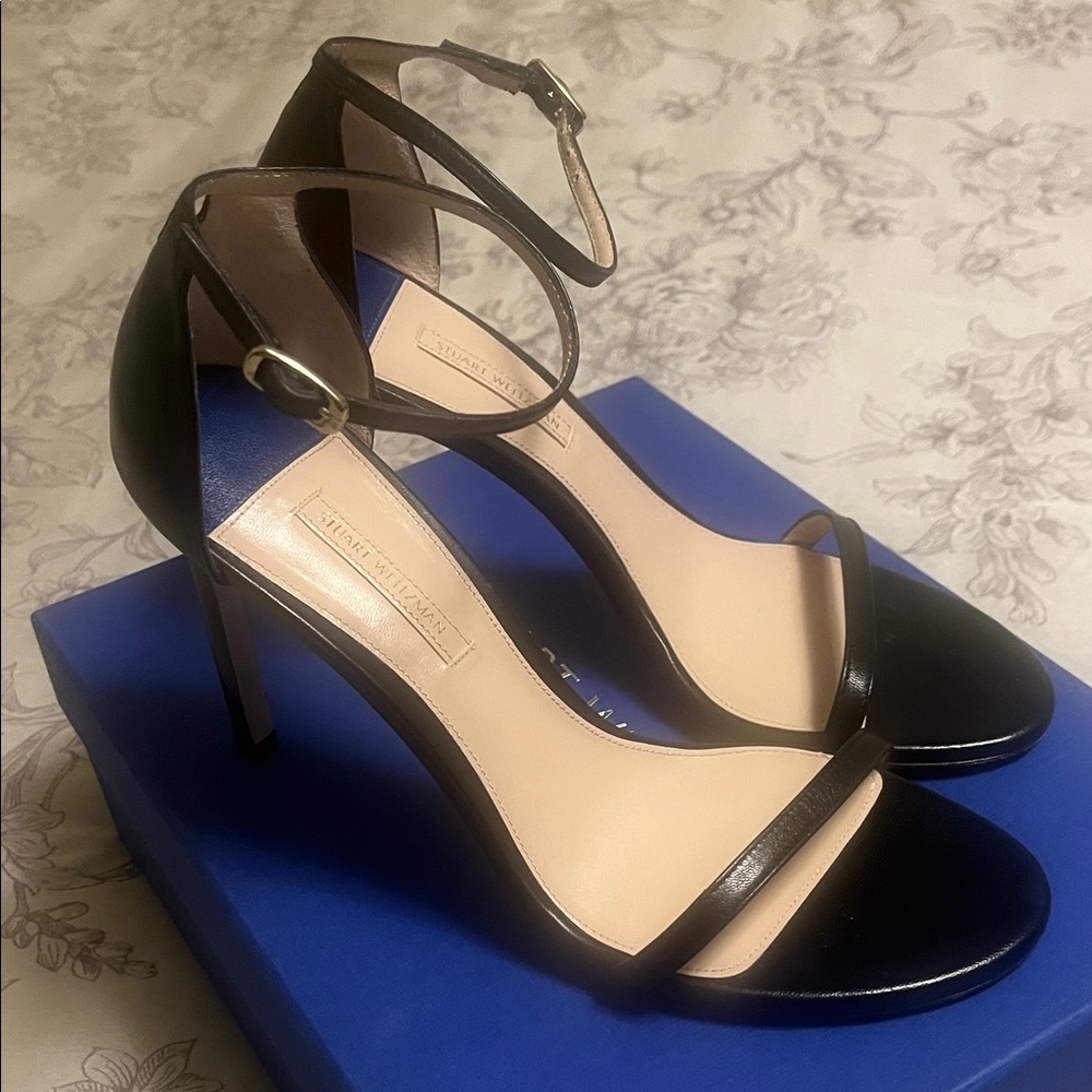 Stuart Weitzman Black Ankle Strap Heels